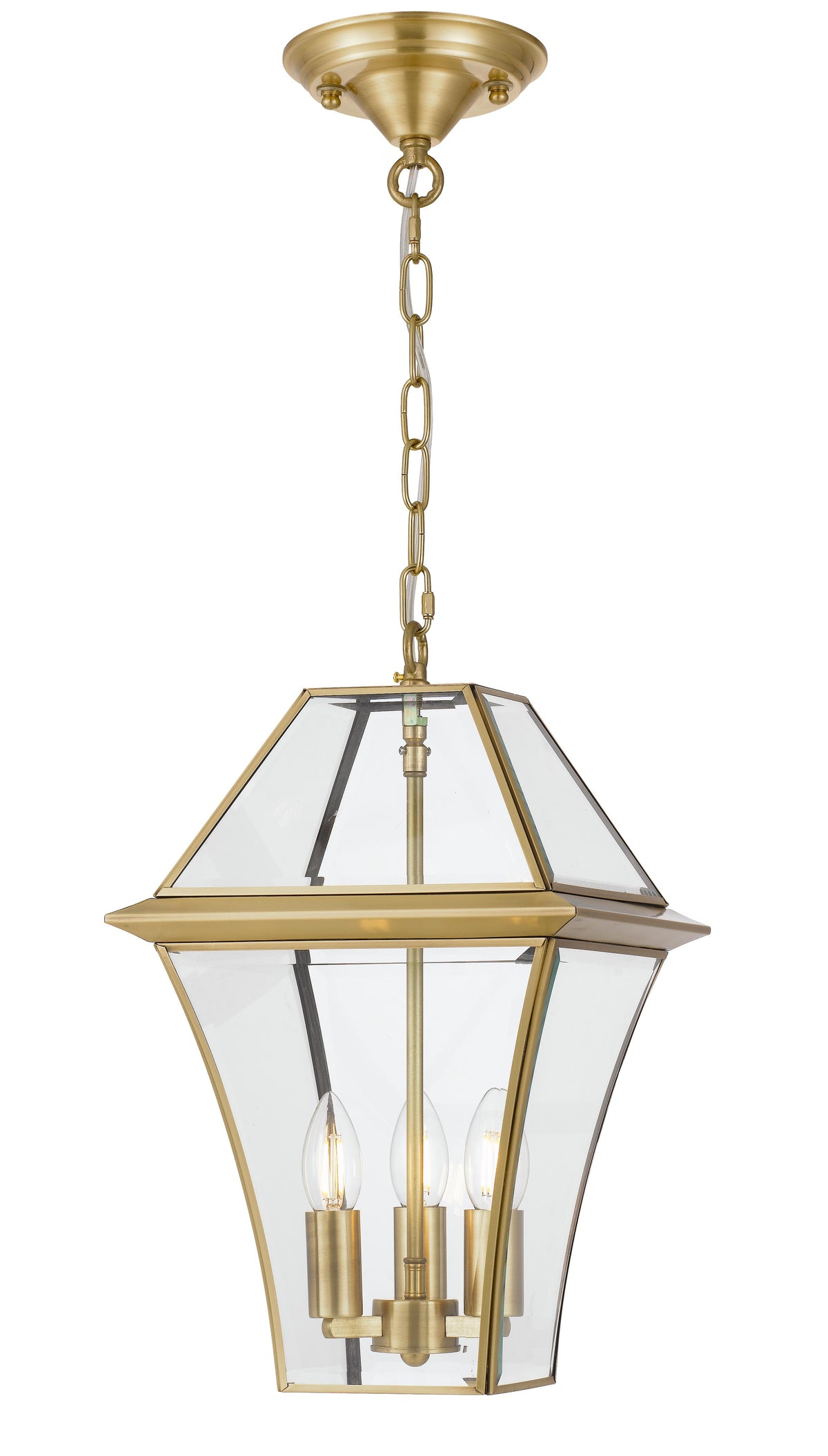 TFS 27 PENDANT 25wE14max L:275 H:400 - IP43 BRASS/CLEAR ROD:300mm + CHAIN:1000