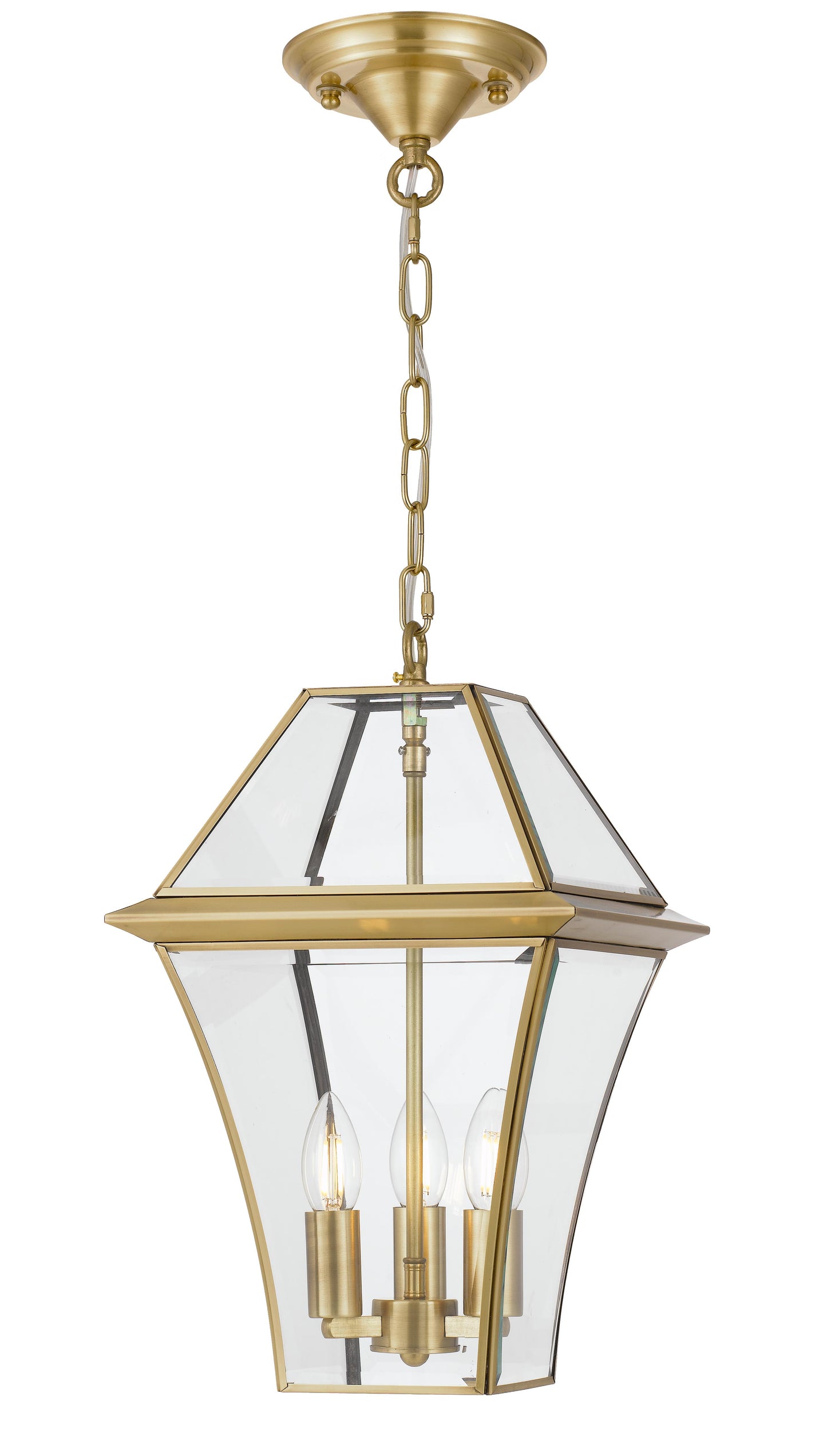 TFS 27 PENDANT 25wE14max L:275 H:400 - IP43 BRASS/CLEAR ROD:300mm + CHAIN:1000