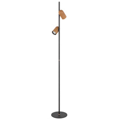 TFS FLOOR LAMP 2x6wGU10 D:220 H:1500 FOOT SWT BLACK / WOOD PAINTED