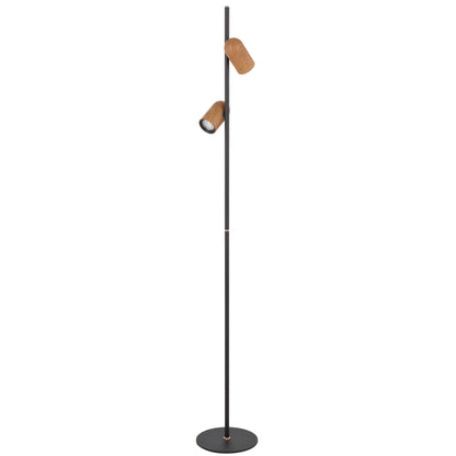 TFS FLOOR LAMP 2x6wGU10 D:220 H:1500 FOOT SWT BLACK / WOOD PAINTED