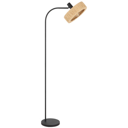 TFS FLOOR LAMP 25wE27max L530 W300 H1580 foot swt BLACK / NATURAL RAFFIA