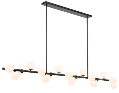 TFS 18 LTS PENDANT 18x6wG9mx L2000 W243 H245 ROD:2x6001x300 BLACK FRAME/OPAL GLASS