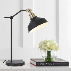 TFS 20 TABLE LAMP 25wE27max L380 W180 H520 INLINE SWTCH BLACK MATT/ANT BRASS