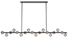 TFS 18 LTS PENDANT 18x6wG9mx L2000 W243 H245 ROD:2x6001x300 BLACK FRAME/SMOKE GLASS