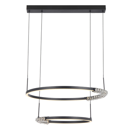 TFS 2TIER PENDANT 40wLED D:575+385 H:30 CAB.2M 1540Lm BLACK SAND/ CRYSTAL