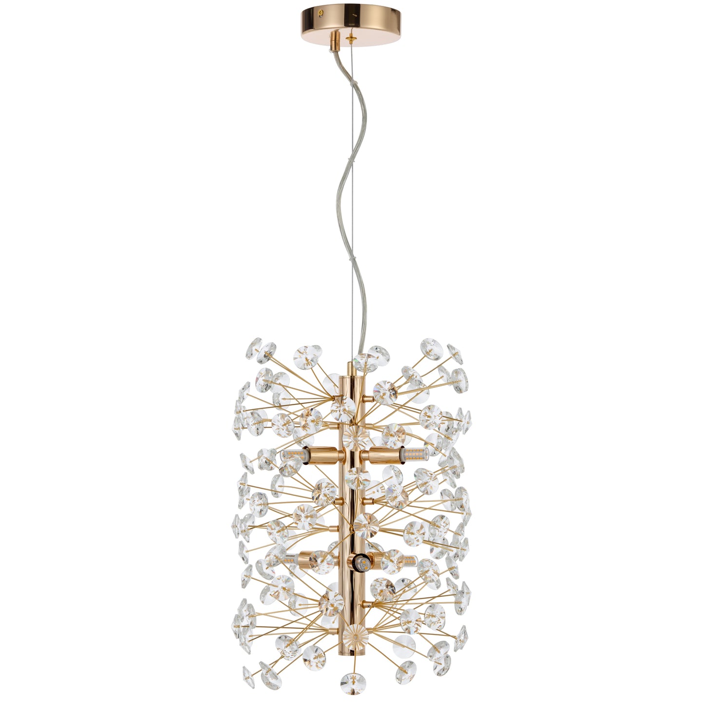 Oviedo TFS 6LT VERTICAL PENDANT 6x6wG9max D300 H350 CAB.2M CRYS H130 GOLD / CLEAR