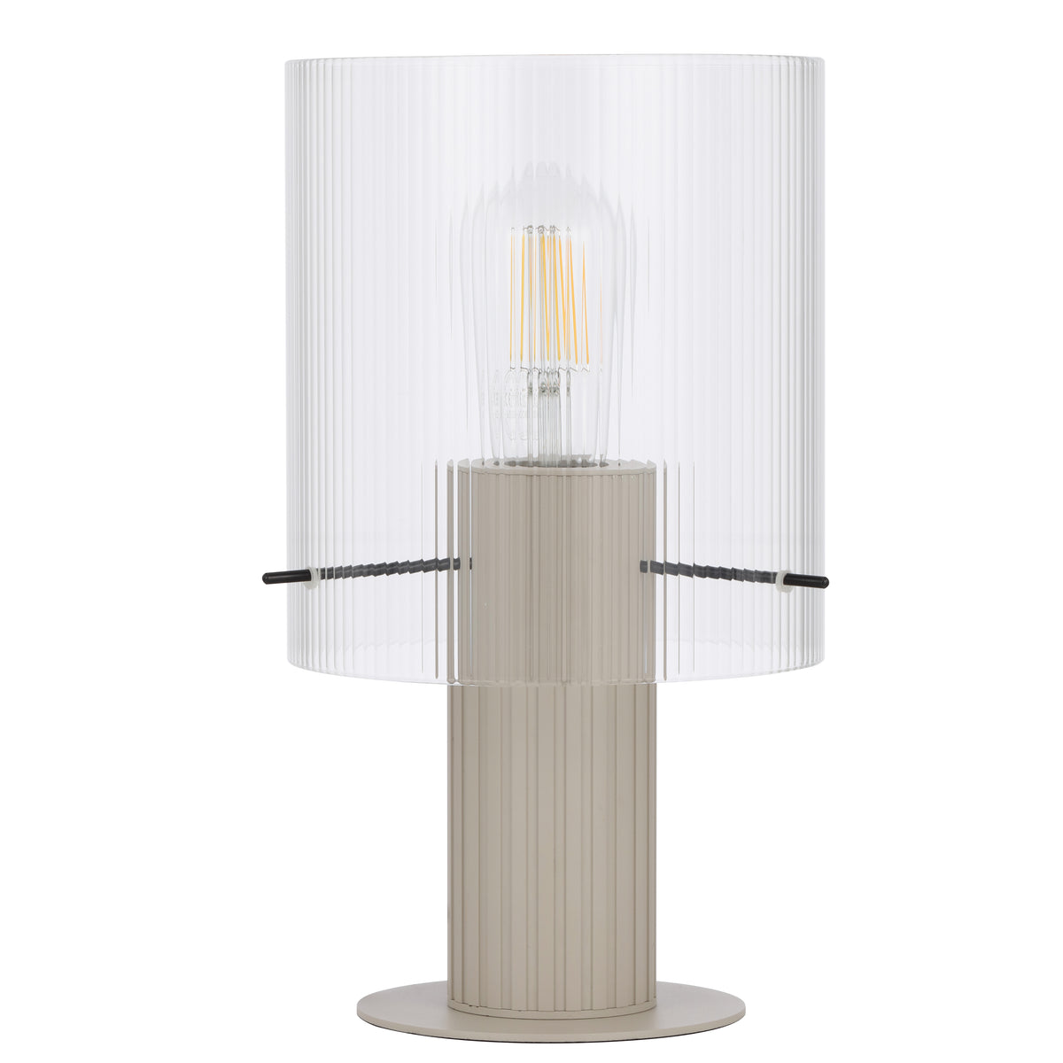 TFS TABLE LAMP 25wE27max D180 H320 inline swt GREY / CLEAR