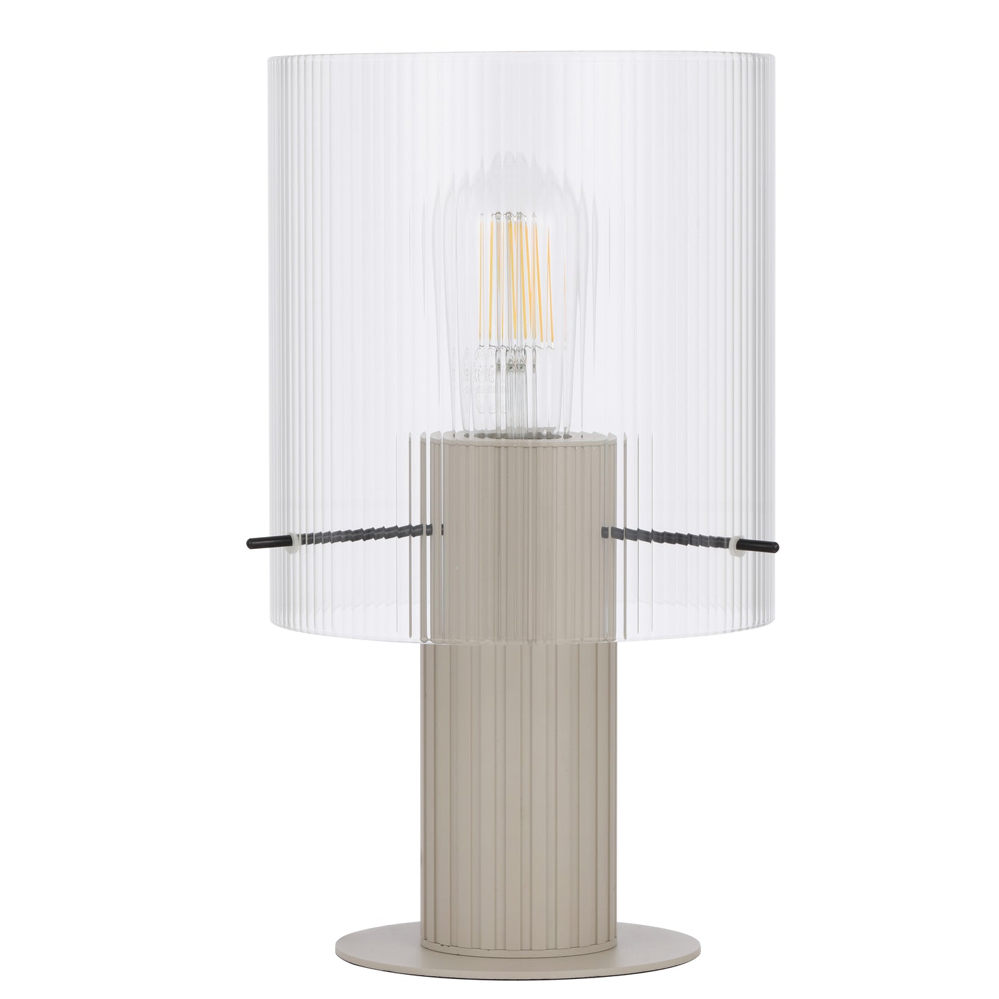 TFS TABLE LAMP 25wE27max D180 H320 inline swt GREY / CLEAR