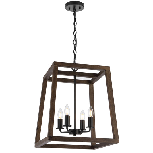 TFS 4 LT PENDANT 4x25wE14 W405 L405 H524 CHAIN 2M BLACK MATT / WALNUT TIMBER