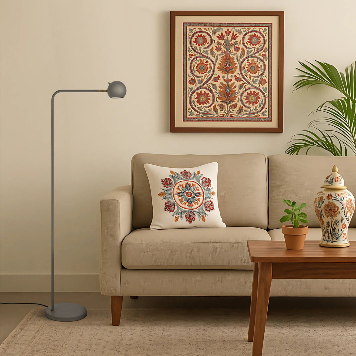 TFS FLOOR LAMP 6wGU10max L420 W220 H1220 HEAD D:100 GREY SAND