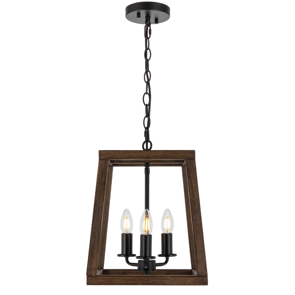 TFS 3 LT PENDANT 3x25wE14 W305 L305 H400 CHAIN 2M BLACK MATT / WALNUT TIMBER