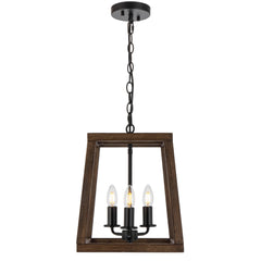 TFS 3 LT PENDANT 3x25wE14 W305 L305 H400 CHAIN 2M BLACK MATT / WALNUT TIMBER