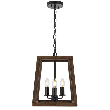 TFS 3 LT PENDANT 3x25wE14 W305 L305 H400 CHAIN 2M BLACK MATT / WALNUT TIMBER