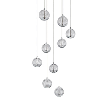 TFS 9 LTS PENDANT 9x5wLED 3000K D:400 2490Lm CAB.3m ( D:90 H:85) CHROME/BUBBLE GLASS