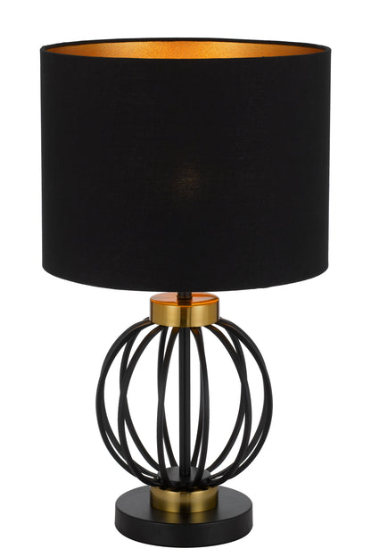 TFS TABLE LAMP 25wE27max D:320 H:550 Inline Switch BLACK / ANTIQUE GOLD
