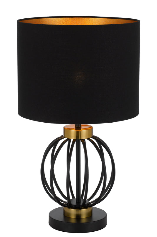 TFS TABLE LAMP 25wE27max D:320 H:550 Inline Switch BLACK / ANTIQUE GOLD