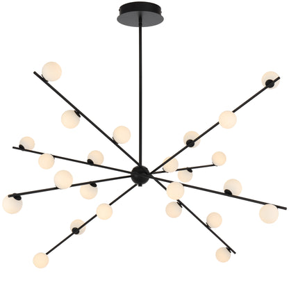 TFS 24 LT PENDANT 24x3wLED W1370 H495 TRIAC-DIM ROD 2*600 +1*300 BLACK / OPAL MATT