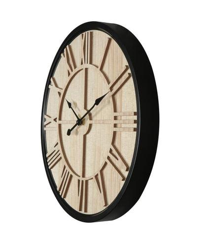 Metal Wall Clock with Nature colour Timber face