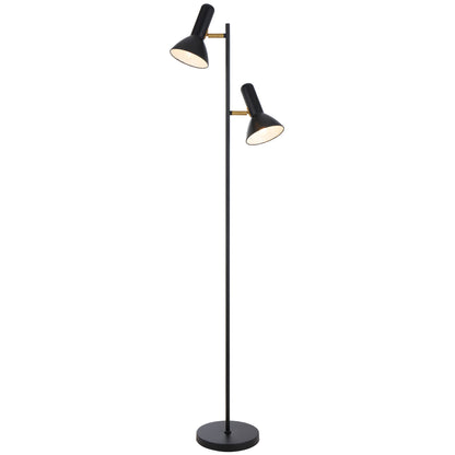 TFS 2LT FLOOR LAMP 2x25wE27max L240 W420 H1610 ON/OFF SWT ON HEAD BLACK SATIN