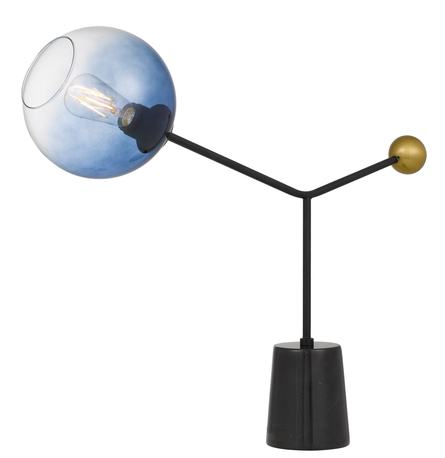 TFS TABLE LAMP 25wE27max D:680 H:600 Inline Switch BLACK / ANTIQUE GOLD / BLUE