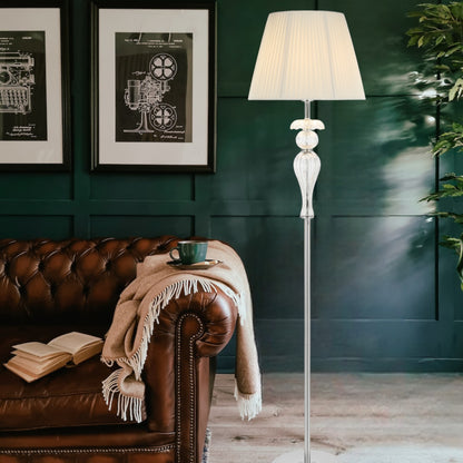 TFS FLOOR LAMP 25wE27max D400 H1650 foot swt CHROME/ CLEAR/ WHITE