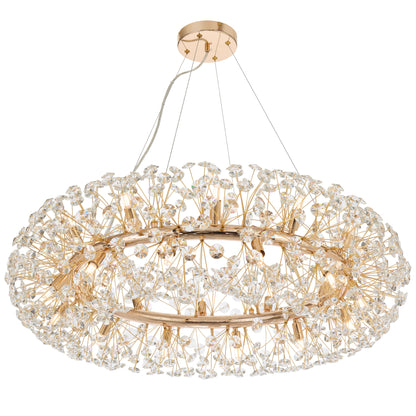 TFS 24LT PENDANT 24x6wG9max D:900 H:350 CRYS H130 CAB 2M GOLD / CLEAR