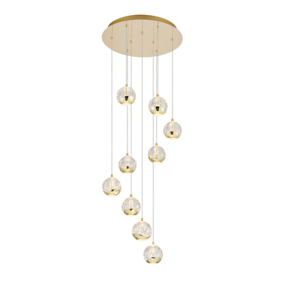 TFS 9 LTS PENDANT 9x5wLED 3000K D:400 2490Lm CAB.3m ( D:90 H:85) GOLD/BUBBLE GLASS