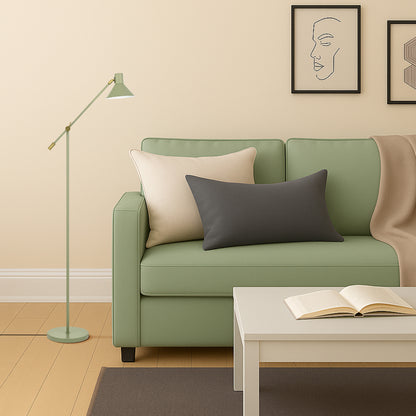 Solara TFS FLOOR LAMP 6wGU10max 631x250 H:1473 SHADE D:180 GREEN SATIN / BRASS