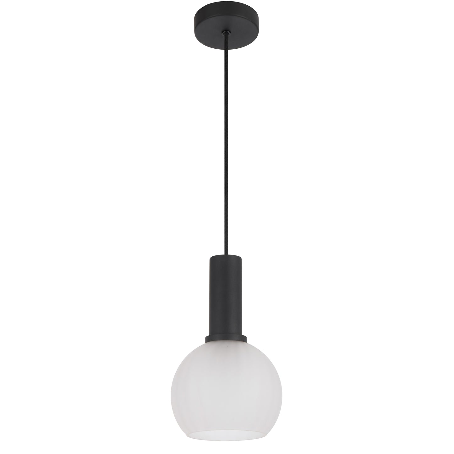 TFS 15CM PENDANT 25wE27max D150 H235 cab 2m BLACK / FROST GLASS