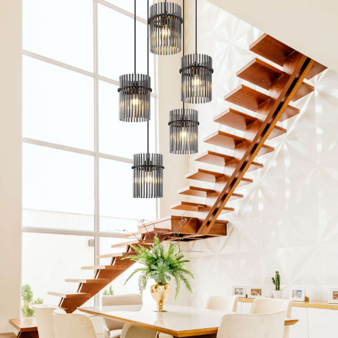 TFS 5 LT PENDANT 5x25wE27max D610 H200 cab 3m BLACK MATT / SMOKE