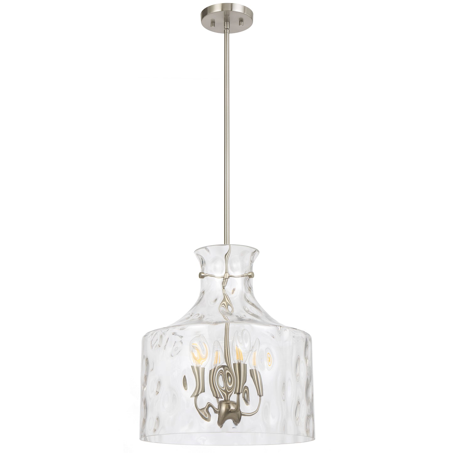 Vitamark TFS 4LT PENDANT 4x25wE14max D:380 H:420 ROD 1.5m NICKEL MAT/ CLEAR WATER STREAK