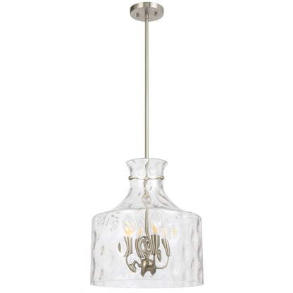 Vitamark TFS 4LT PENDANT 4x25wE14max D:380 H:420 ROD 1.5m NICKEL MAT/ CLEAR WATER STREAK
