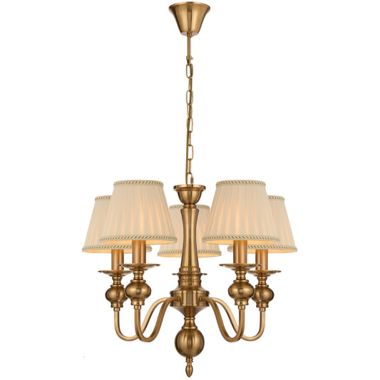 Teralux TFS 5LT PENDANT W/SHADE 5x25wE14max D:450 H:430 chain 2m COPPER / CREAM