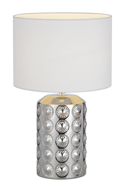 TFS CERAMIC TABLE LAMP 25wE27max H:400 D:240 SILVER/WHITE