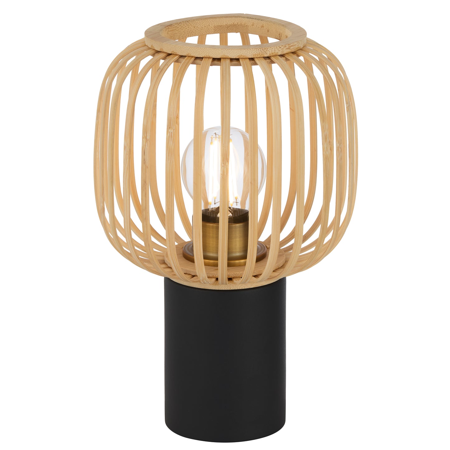 TFS OVAL TABLE LAMP 25wE27max D170 H290 inline swt BLACK / NATURAL BAMBOO