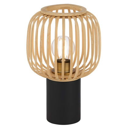 TFS OVAL TABLE LAMP 25wE27max D170 H290 inline swt BLACK / NATURAL BAMBOO