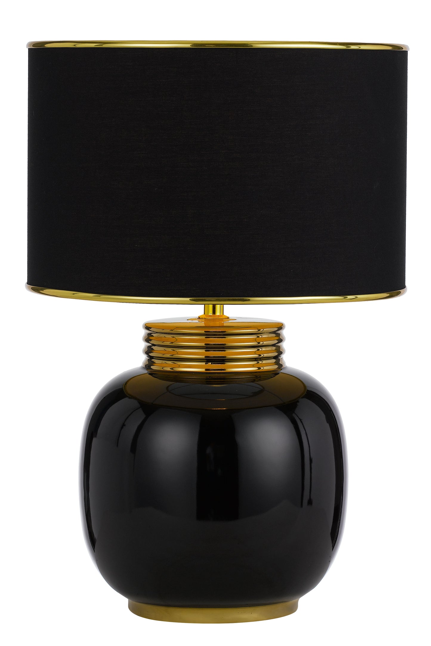 TFS CERAMIC TABLE LAMP 25wE27max H:425 D:285 BLACK/BLACK/GOLD TRIM