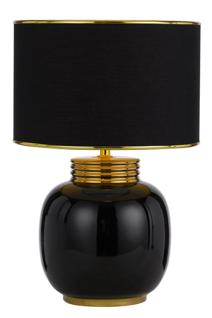 TFS CERAMIC TABLE LAMP 25wE27max H:425 D:285 BLACK/BLACK/GOLD TRIM