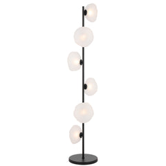 Nancy Black Floor Lamp with 6 Frost Glass Lights
