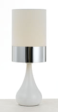 TFS CERAMIC TABLE LAMP 25wE14max D:150 H:410 WHITE/CHROME