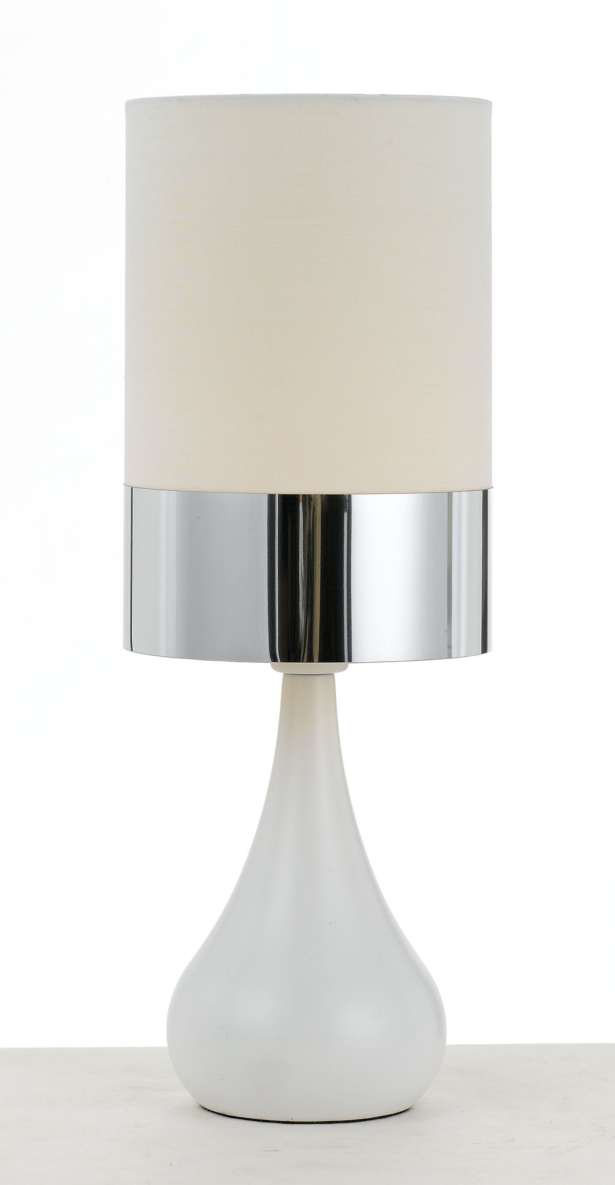 TFS CERAMIC TABLE LAMP 25wE14max D:150 H:410 WHITE/CHROME