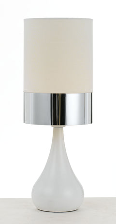 TFS CERAMIC TABLE LAMP 25wE14max D:150 H:410 WHITE/CHROME