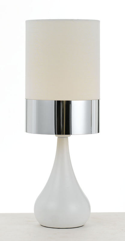 TFS CERAMIC TABLE LAMP 25wE14max D:150 H:410 WHITE/CHROME