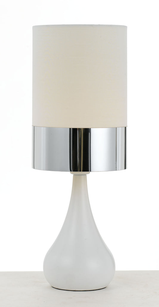 TFS CERAMIC TABLE LAMP 25wE14max D:150 H:410 WHITE/CHROME