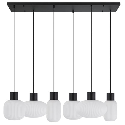 Jasper TFS 6 LIGHTS PENDANT 6x25wE27 D1:140H1:205 D2:200H2:180TEX2m D3:300H3:170BLK MATT/OPAL MATT