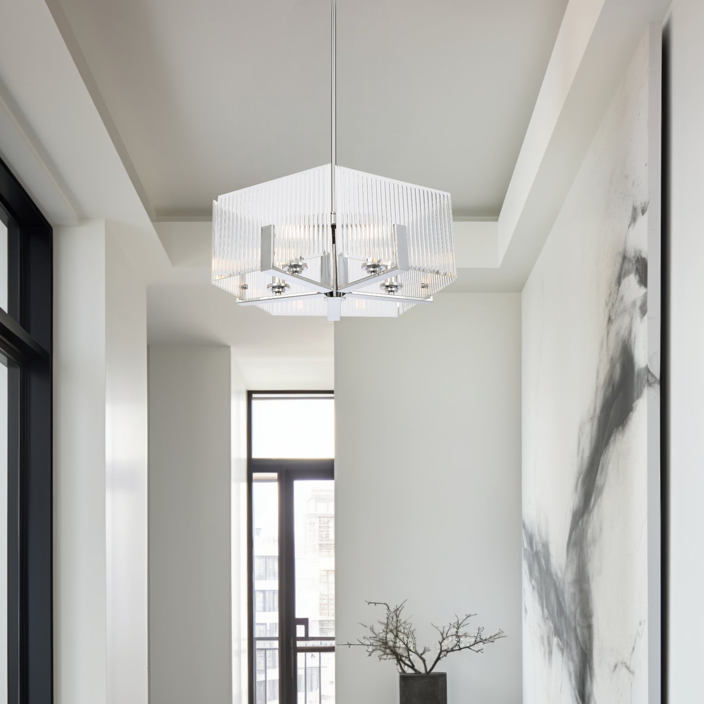 Vitalux TFS 5 LT PENDANT 5x25wE14ma L560 W560 H210 rod (2*600+ 1*300) CHROME / CLEAR GLASS