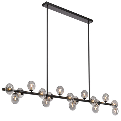 Juneau TFS 18 LTS PENDANT 18x6wG9mx L2000 W243 H245 ROD:2x6001x300 BLACK FRAME/SMOKE GLASS