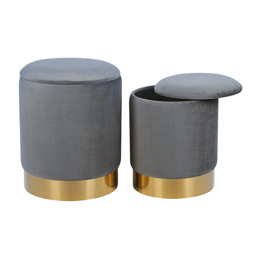 Storage Ottoman in Velvet Grey