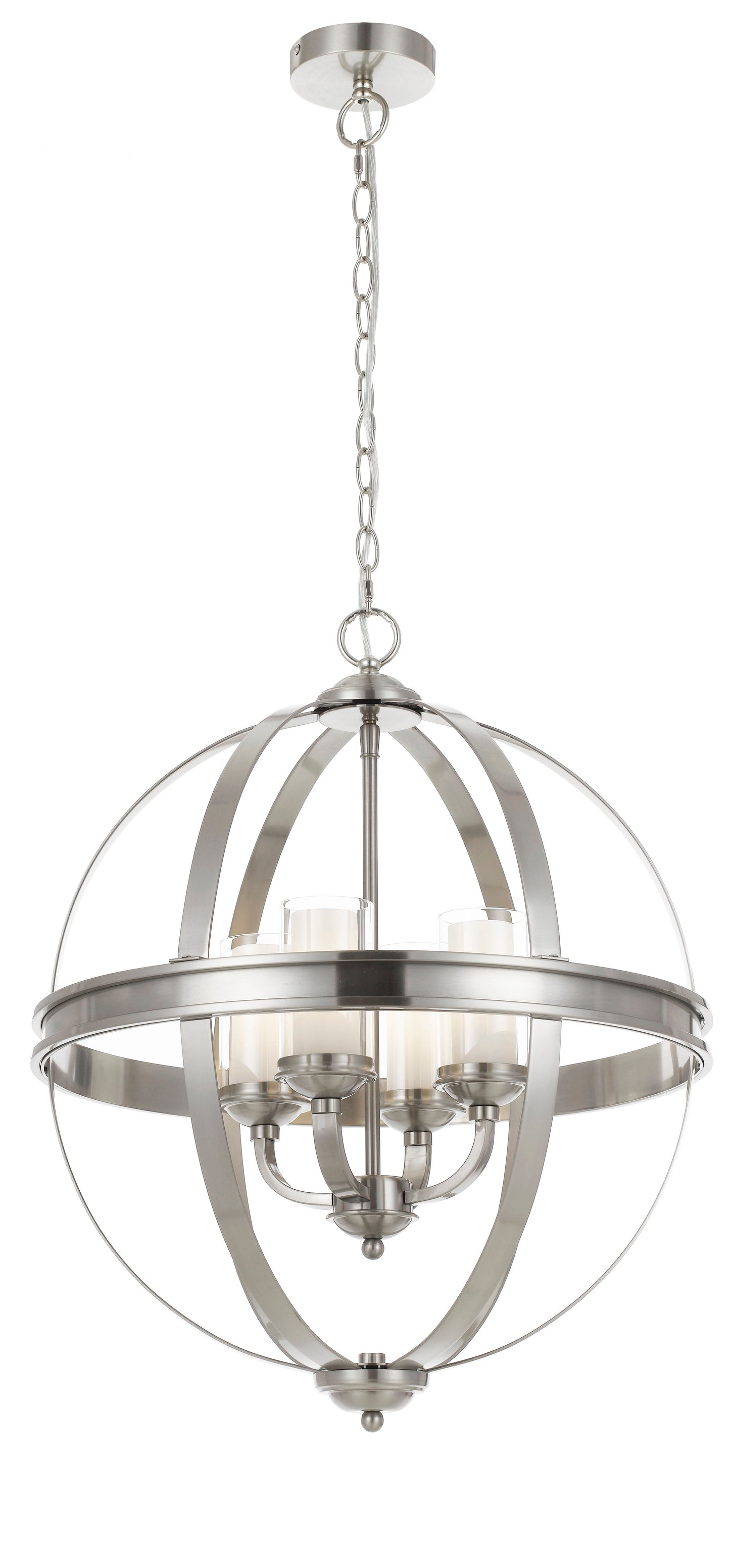 TFS PENDANT 4 x 25wE14 D:520 H:640 C:2M CLR NICKEL MATT/CLEAR&OPAL GLASS