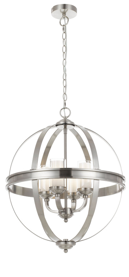 TFS PENDANT 4 x 25wE14 D:520 H:640 C:2M CLR NICKEL MATT/CLEAR&OPAL GLASS